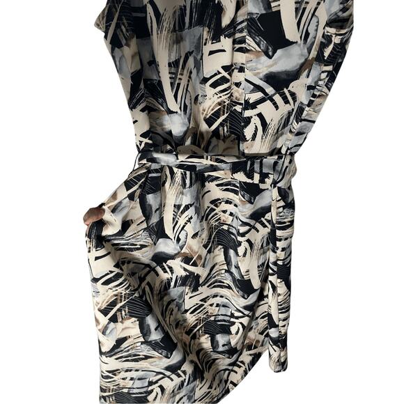 Dana Buchman Tribal Print Front Button Up Novelty Cocktail Dress Coastal Preppy - Picture 5 of 6